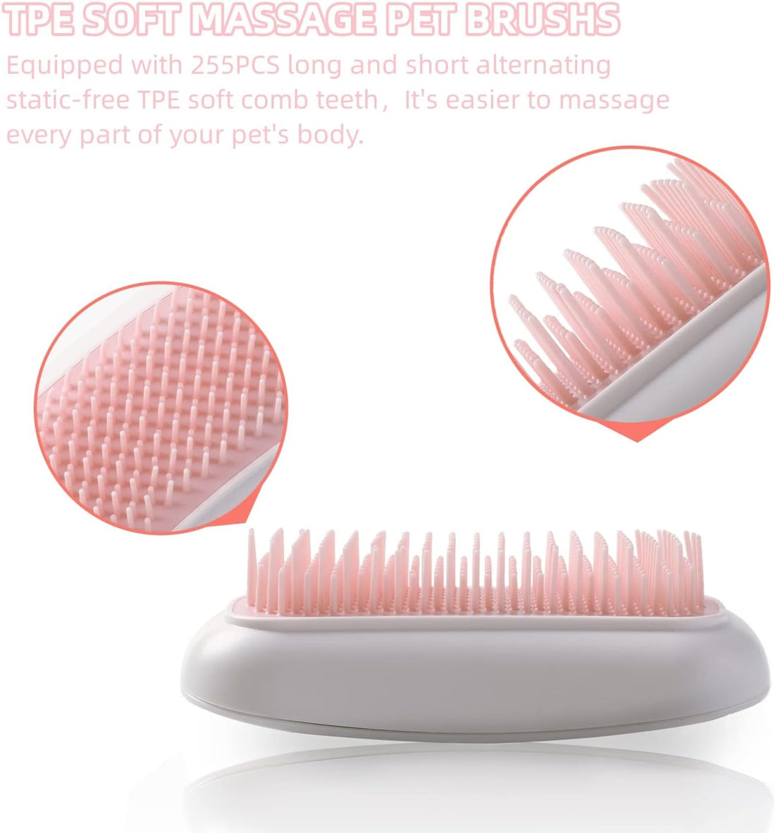 Electric Vibrating Massage Brush for Cats Dogs Pink
