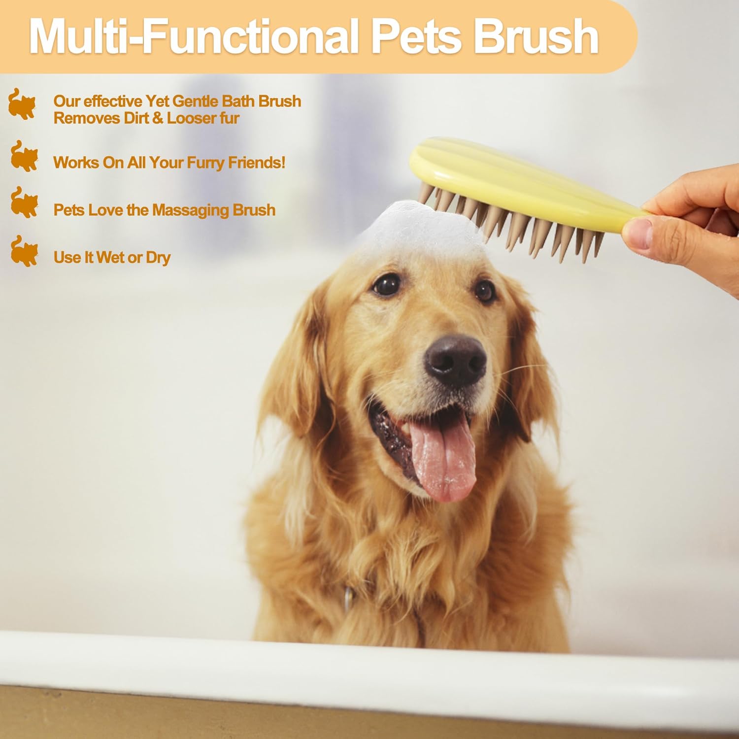 Silicone Pet Shampoo Bathing Brush for Dogs Cats