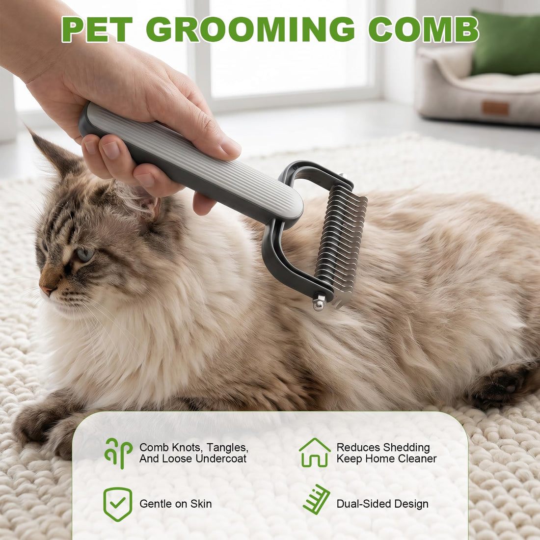 Double Sided Dematting Comb for Dogs Cats Thick