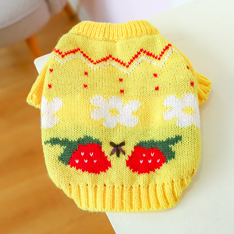 Bowknot Hollow Knit Dog Cat Sweater Costume