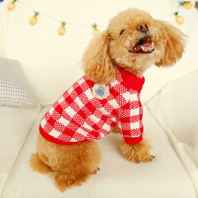 Bowknot Hollow Knit Dog Cat Sweater Costume