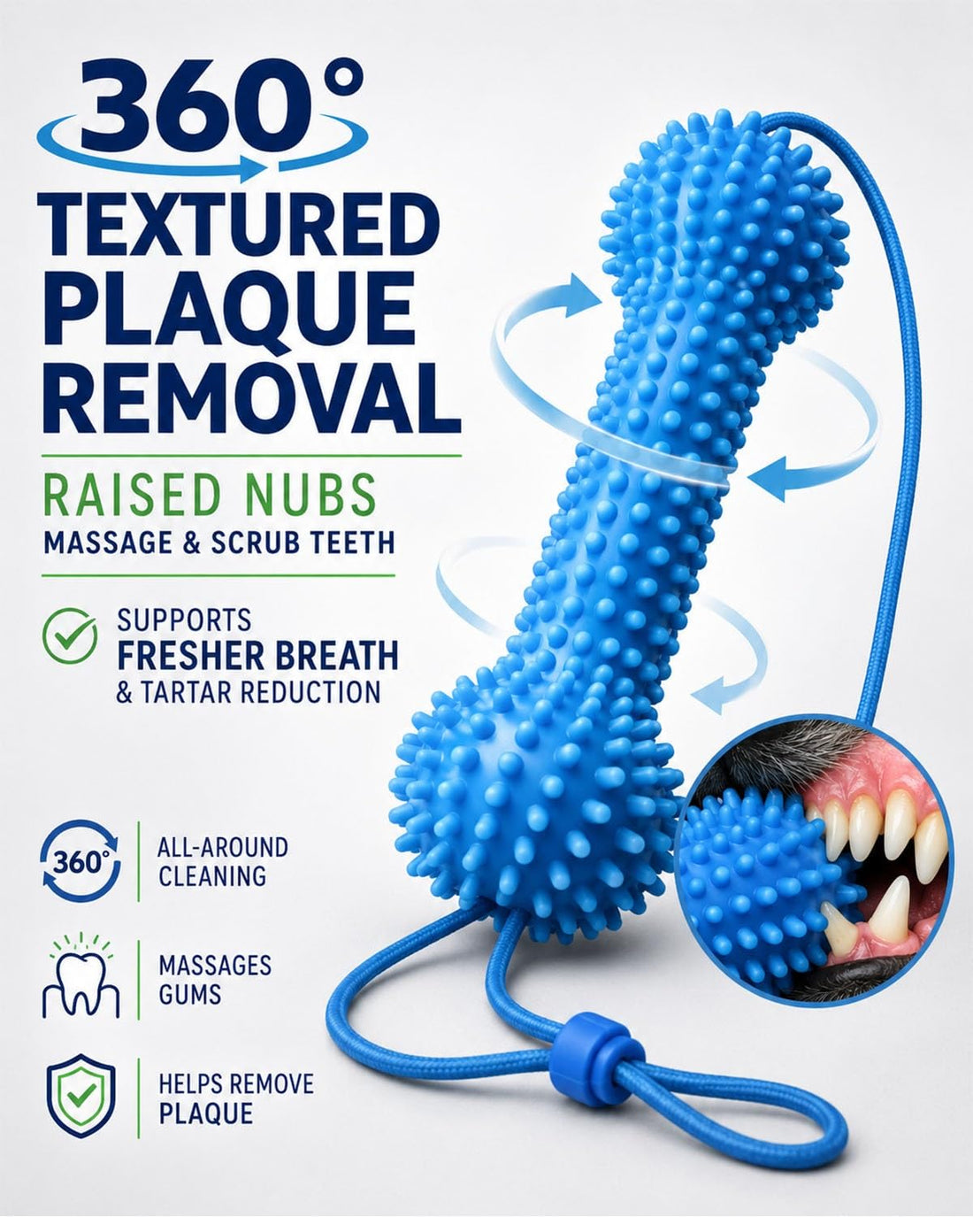 Dual Action Dog Dental Chew Toothbrush Cleaning Toy