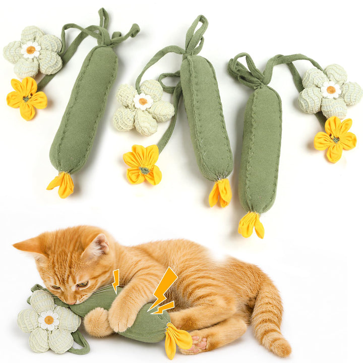 3PCS Cucumber Catnip Kicker Plush Toys for Indoor Cats