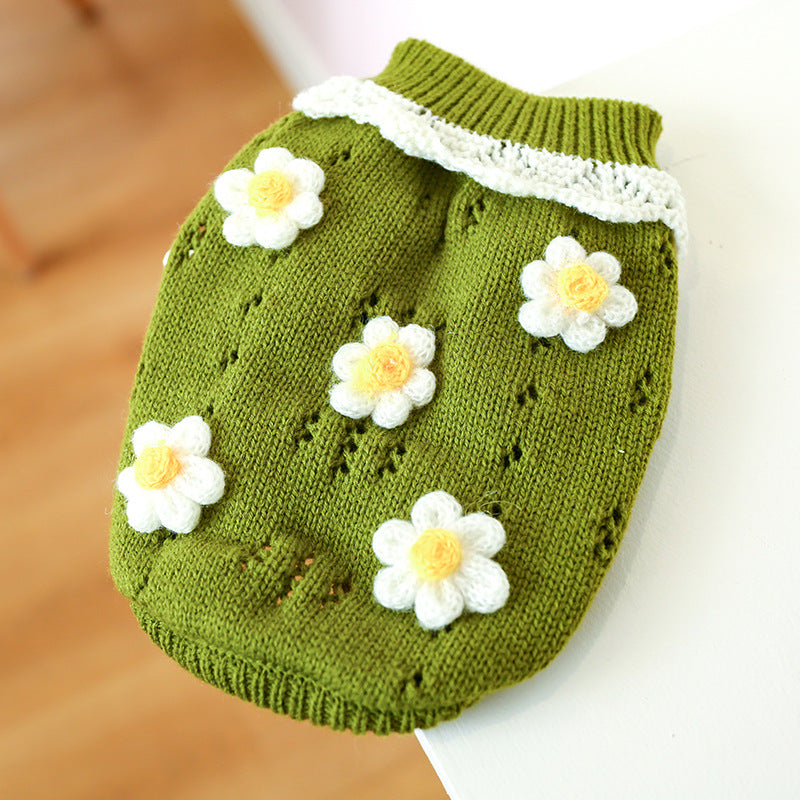 Bowknot Hollow Knit Dog Cat Sweater Costume
