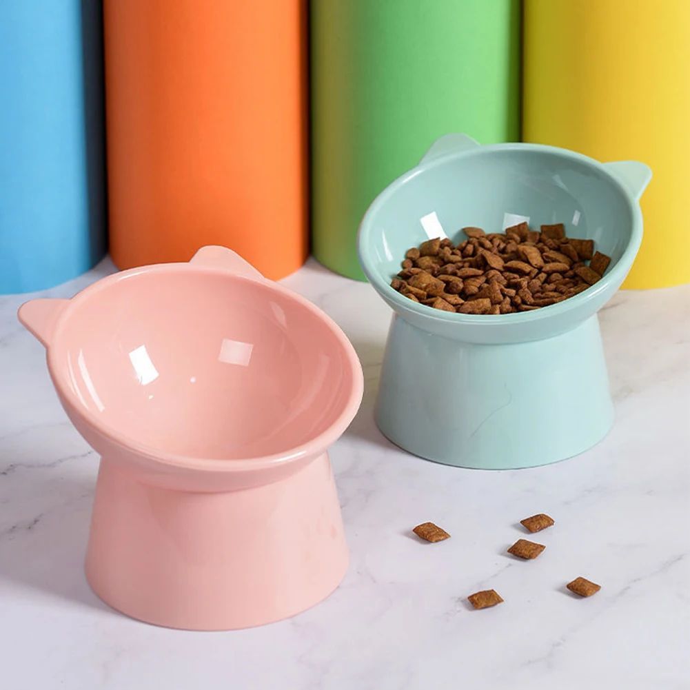 Elevated Tilted Cat Food Bowl Ergonomic Raised Feeder