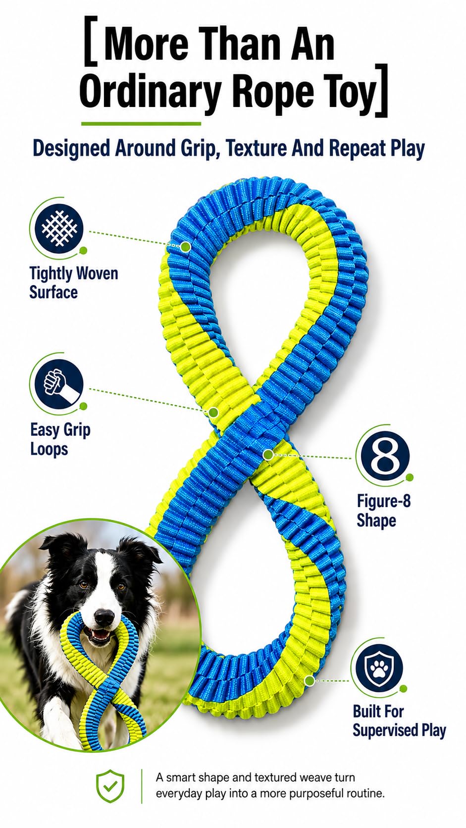 Dental Cleaning Tug Toy for Dogs Textured Weave