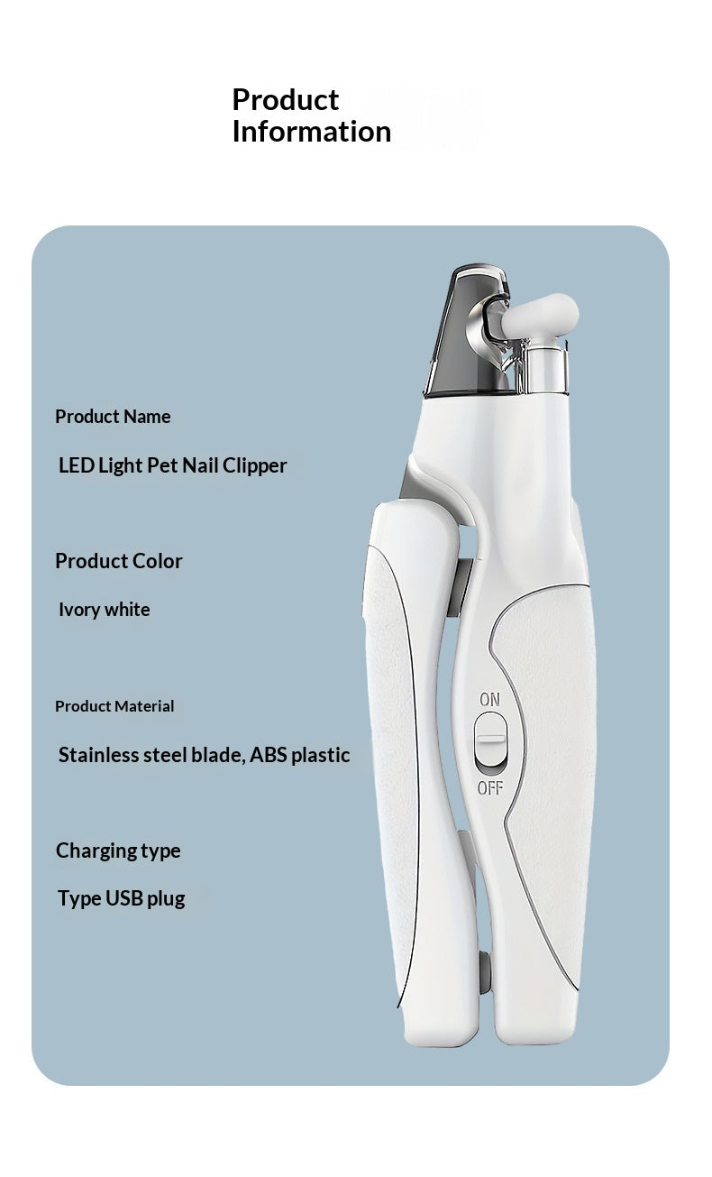 Rechargeable LED Pet Nail Clipper Grooming Tool