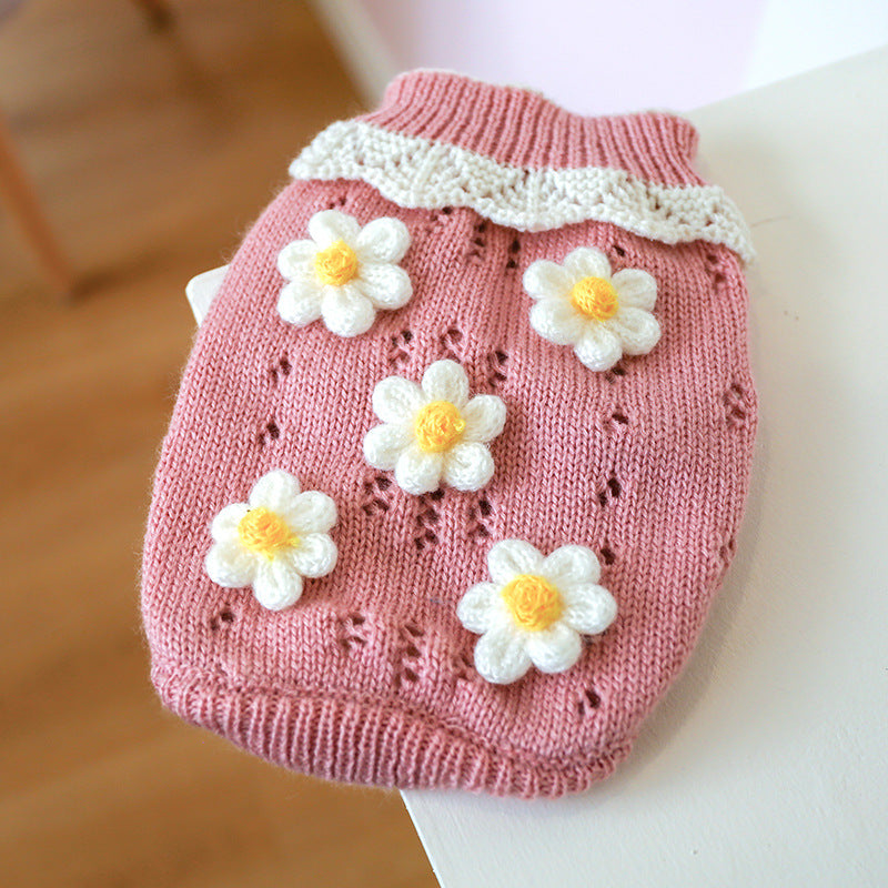 Bowknot Hollow Knit Dog Cat Sweater Costume