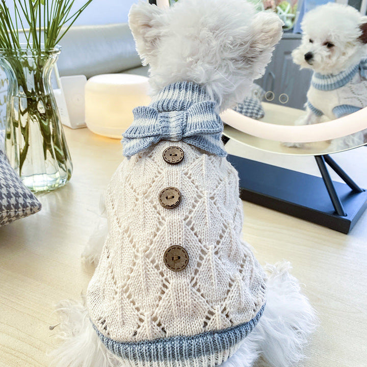 Bowknot Hollow Knit Dog Cat Sweater Costume