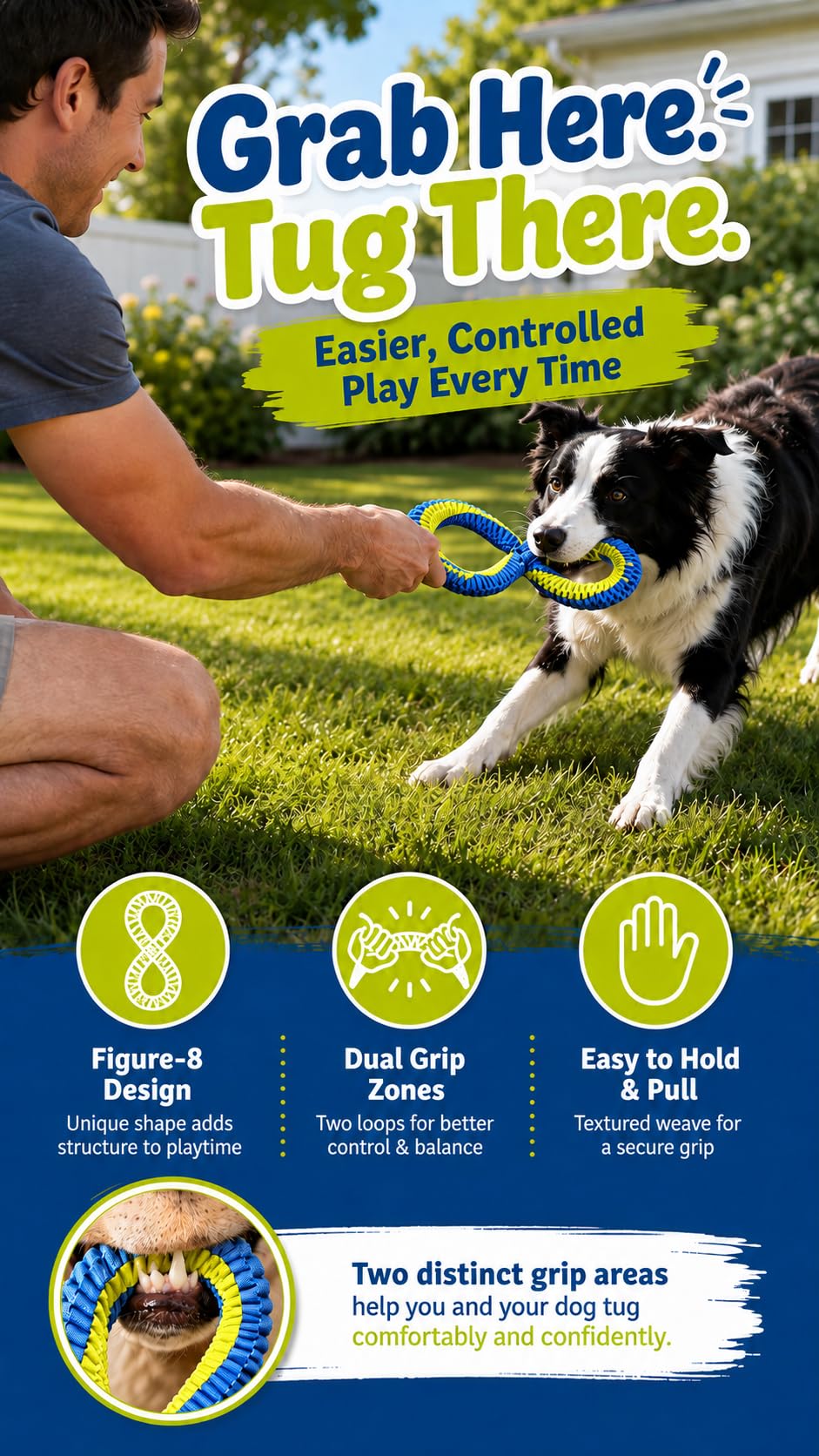 Dental Cleaning Tug Toy for Dogs Textured Weave