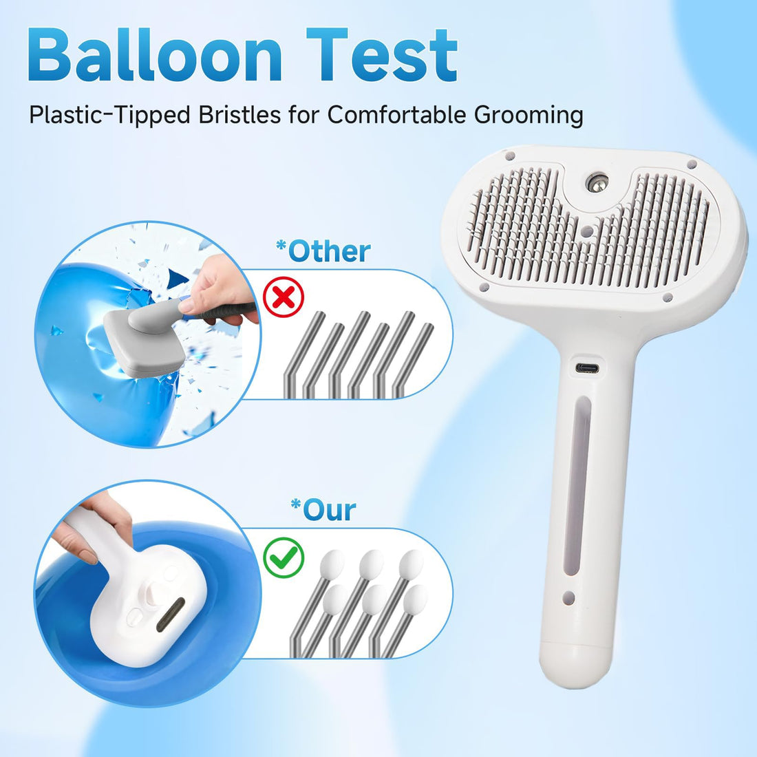 Cool Mist Self Cleaning Pet Steam Brush Cats Dogs