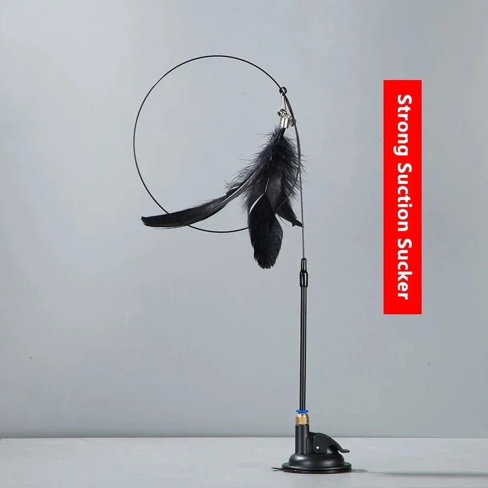 Cat Teaser Pole Feather Bell Suction Cup Toy