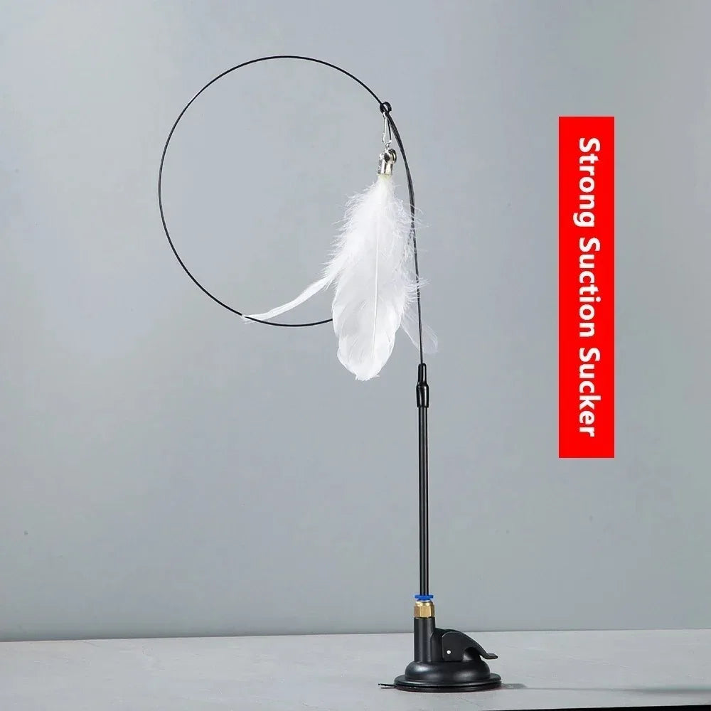 Cat Teaser Pole Feather Bell Suction Cup Toy