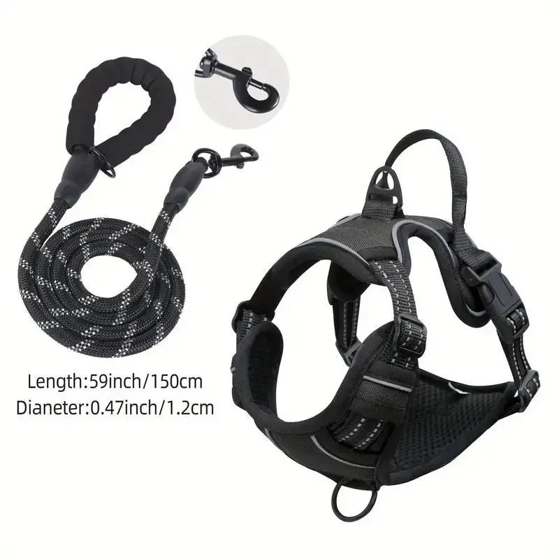 Heavy Duty Reflective Service Dog Harness Front Clip