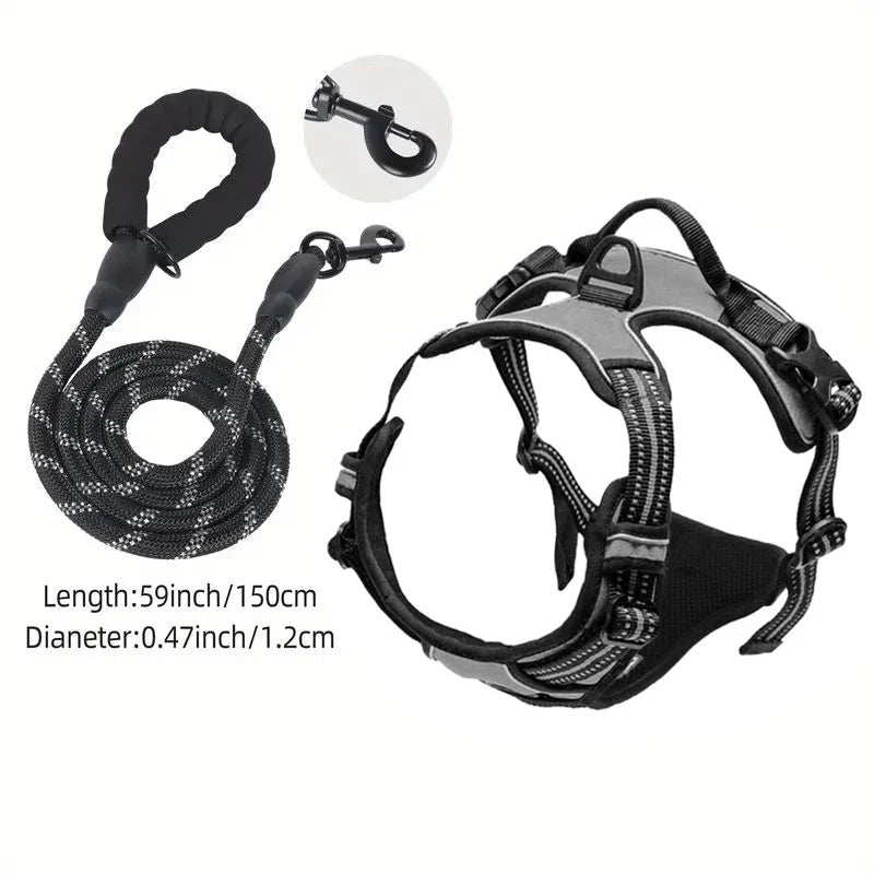 Heavy Duty Reflective Service Dog Harness Front Clip