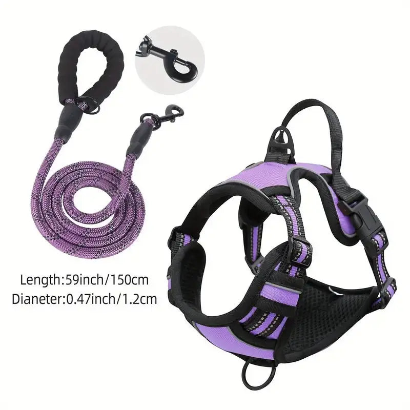 Heavy Duty Reflective Service Dog Harness Front Clip