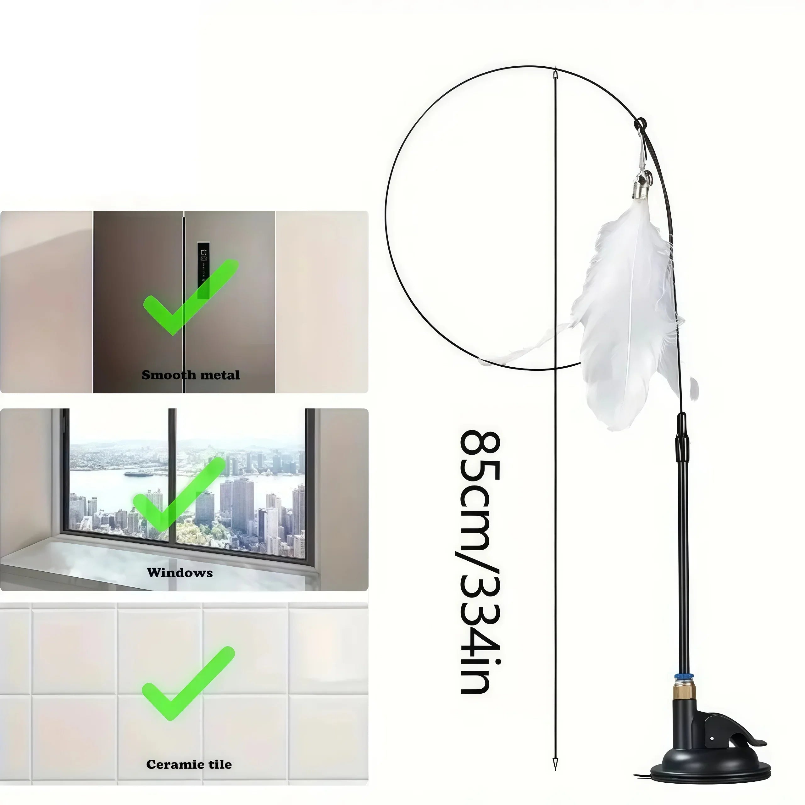Cat Teaser Pole Feather Bell Suction Cup Toy