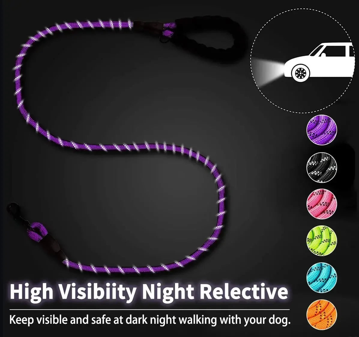 Strong Reflective Dog Leash for Small Medium Large