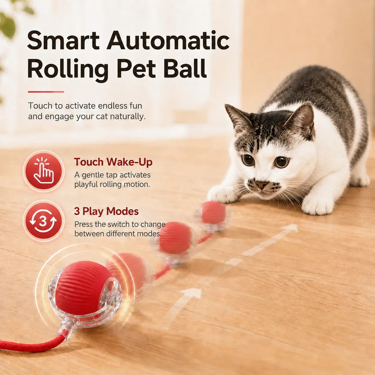 Automatic Rolling Rechargeable Smart Interactive Cat Ball Toy