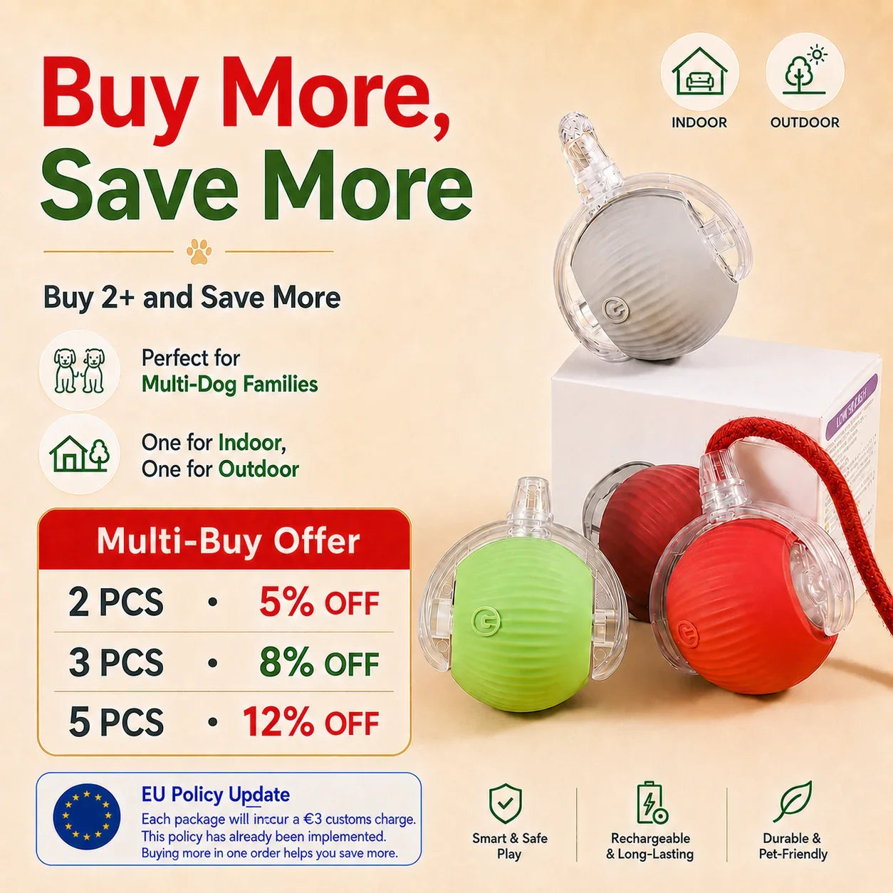 Automatic Rolling Rechargeable Smart Interactive Cat Ball Toy