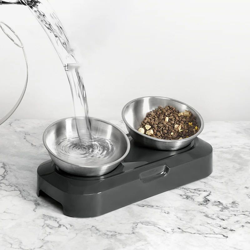 Stainless Steel Pet Food Water Bowl with Stand