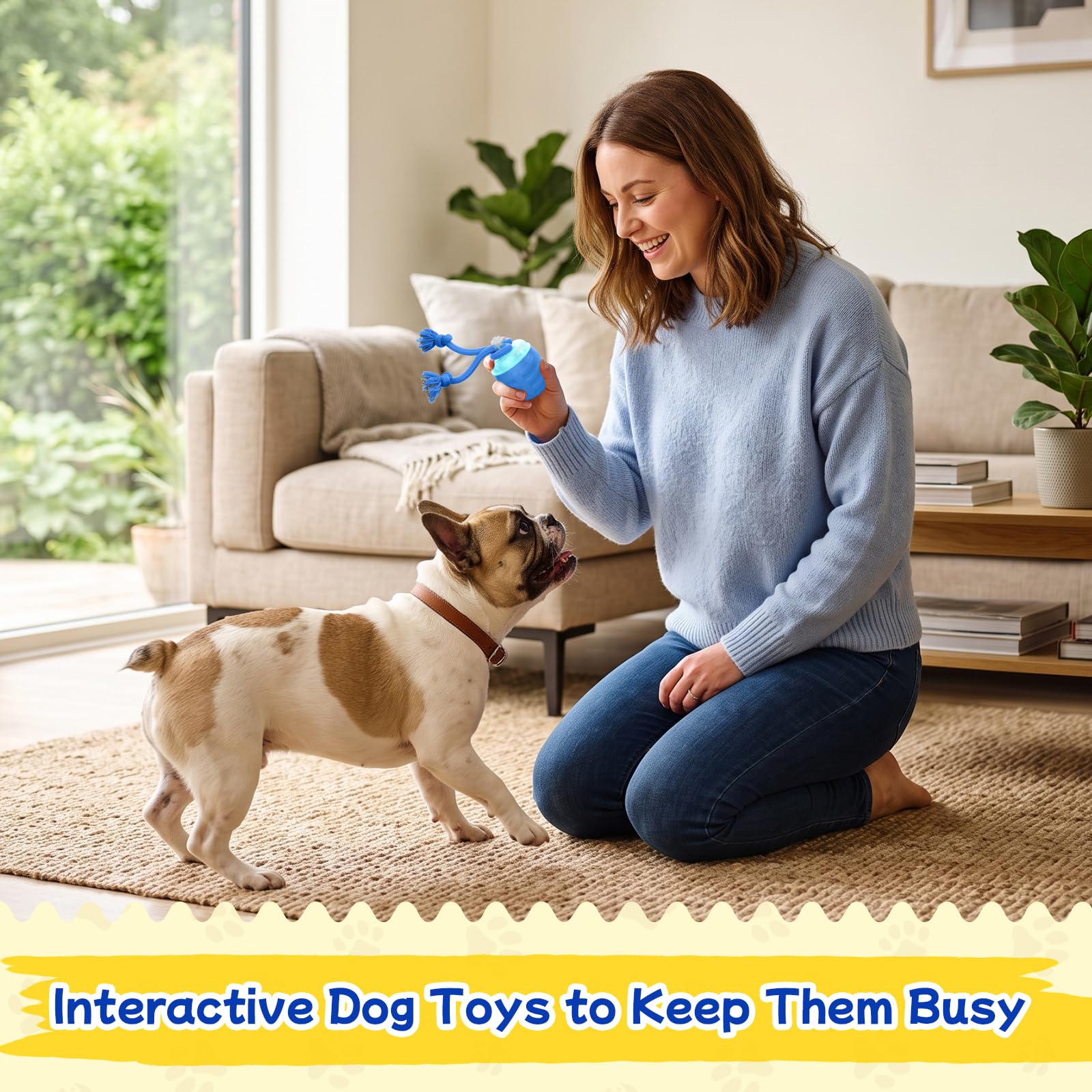 Automatic Rolling Interactive Dog Ball with Rope