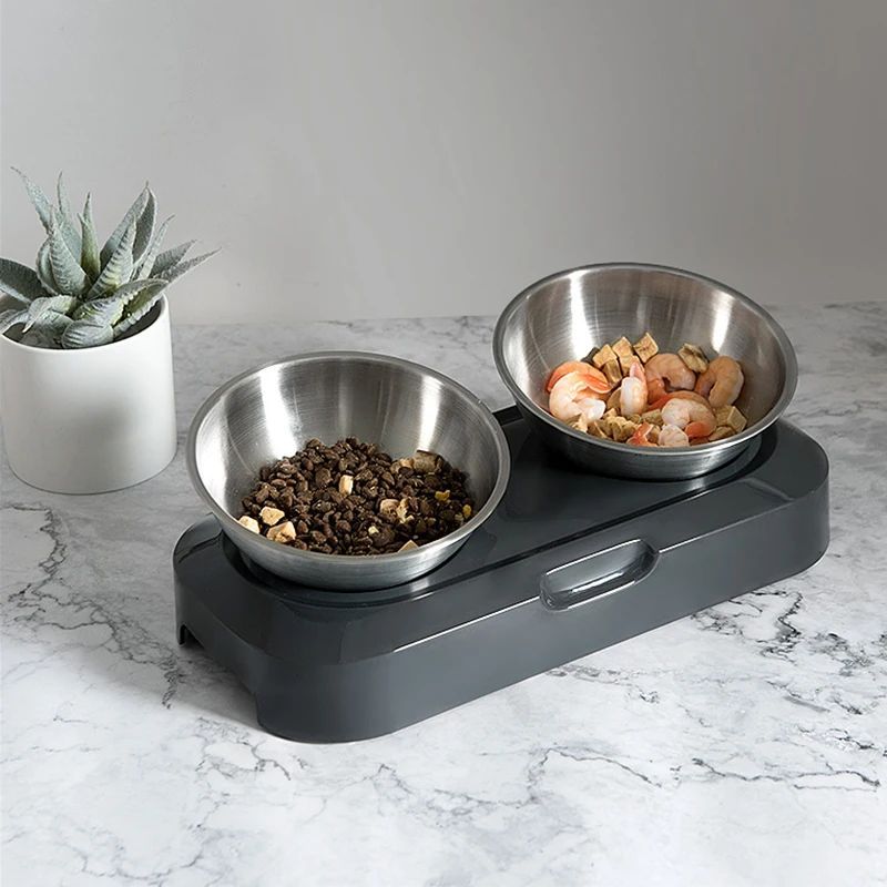 Stainless Steel Pet Food Water Bowl with Stand