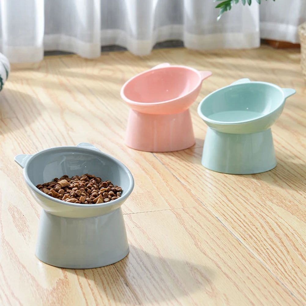 Elevated Tilted Cat Food Bowl Ergonomic Raised Feeder