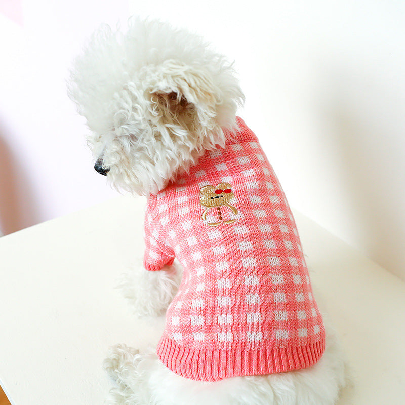 Bowknot Hollow Knit Dog Cat Sweater Costume