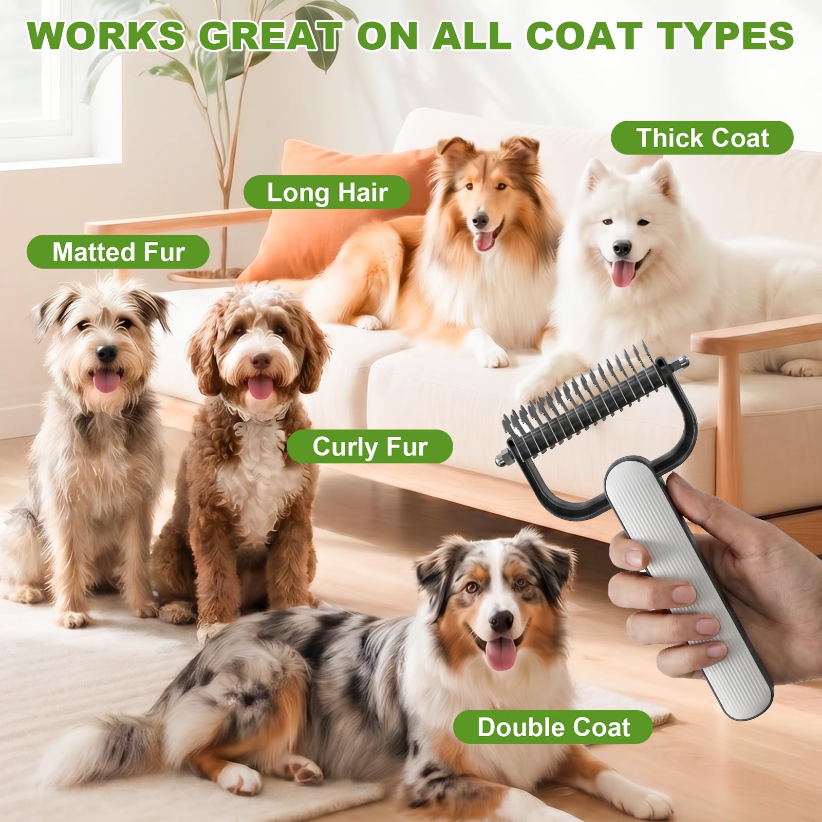 Double Sided Dematting Comb for Dogs Cats Thick