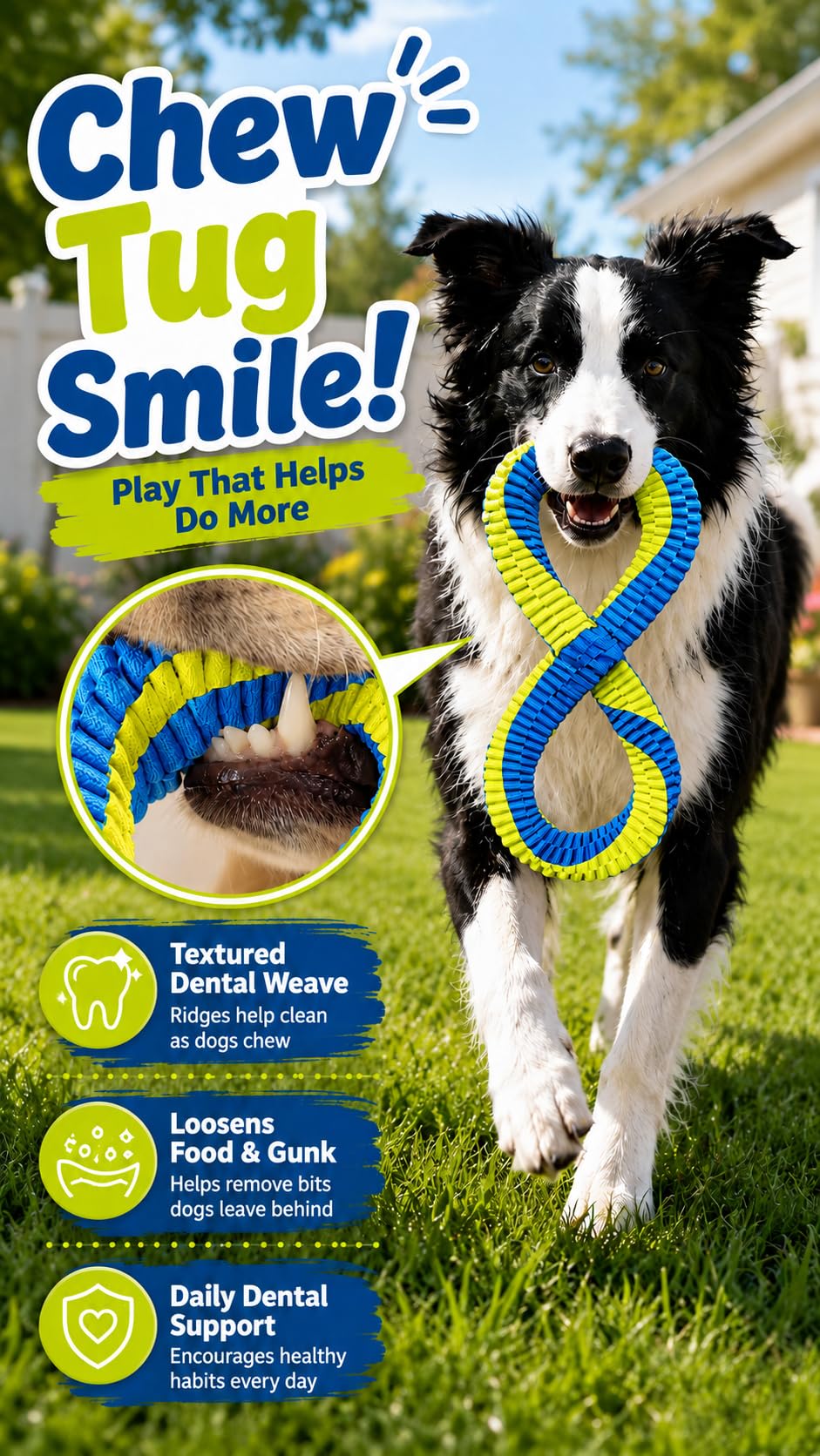 Dental Cleaning Tug Toy for Dogs Textured Weave