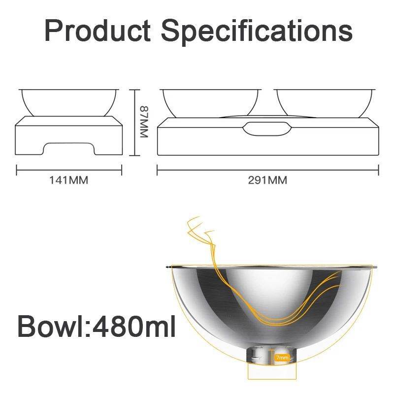 Stainless Steel Pet Food Water Bowl with Stand