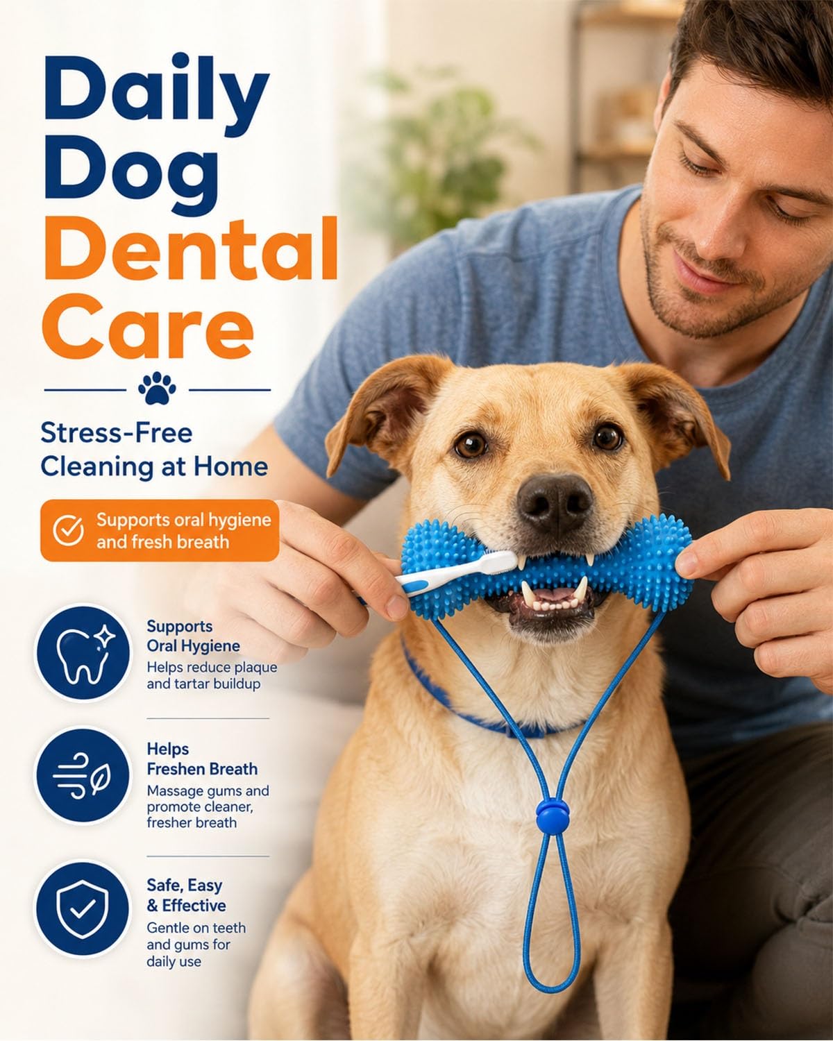Dual Action Dog Dental Chew Toothbrush Cleaning Toy