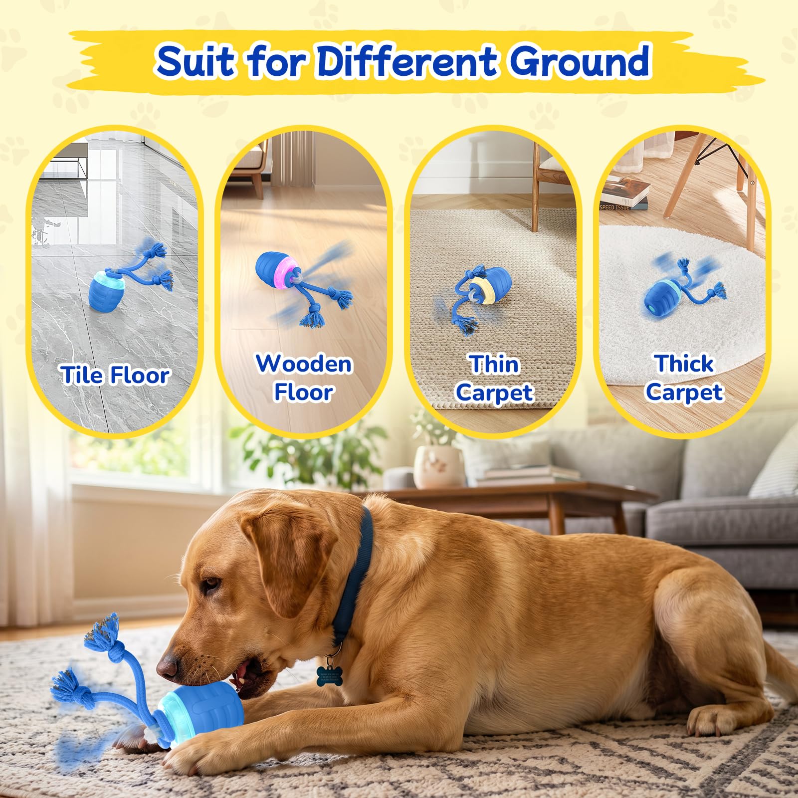 Automatic Rolling Interactive Dog Ball with Rope