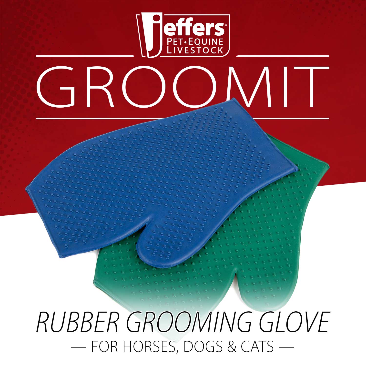 Jeffers Rubber Grooming Glove for Animals