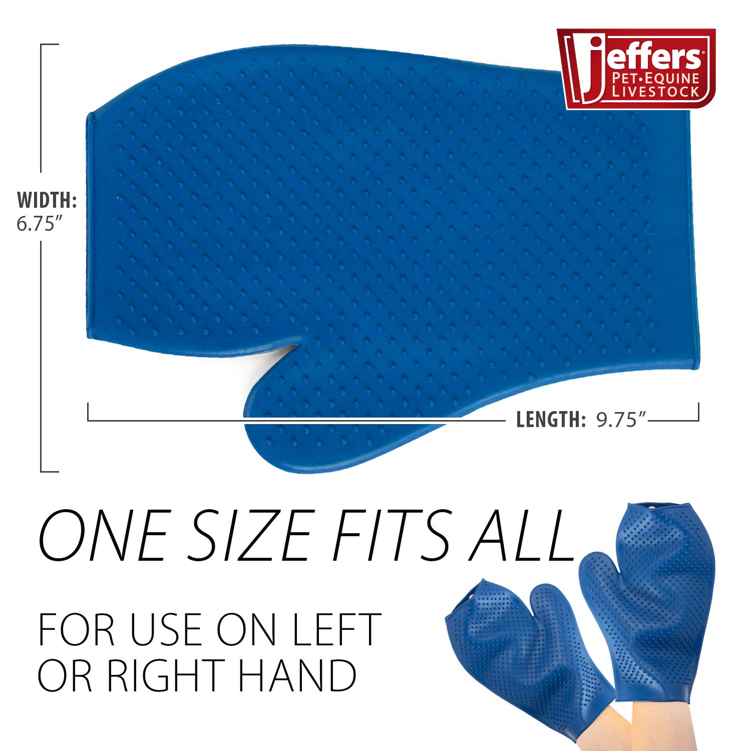 Jeffers Rubber Grooming Glove for Animals