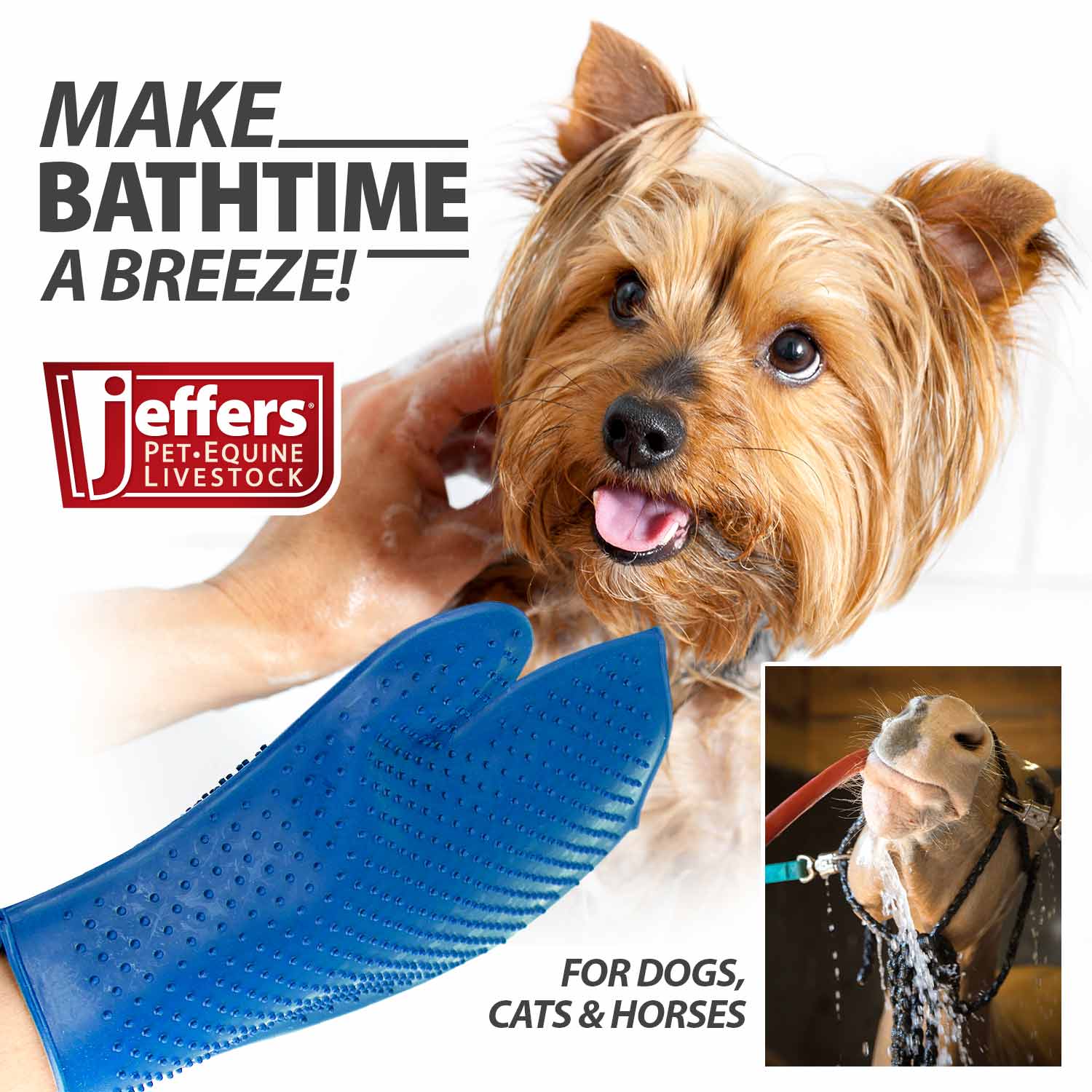 Jeffers Rubber Grooming Glove for Animals